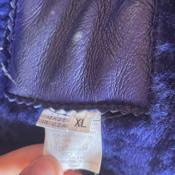Vintage purple Full Length soft leather made in US shearling jacket size XL - Picture 6 of 6